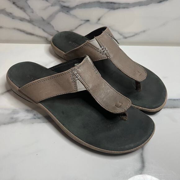 KEEN Women's Brown Leather Outdoor Comfort Thong Flip Flops Sandals Sz 9 - Picture 1 of 5